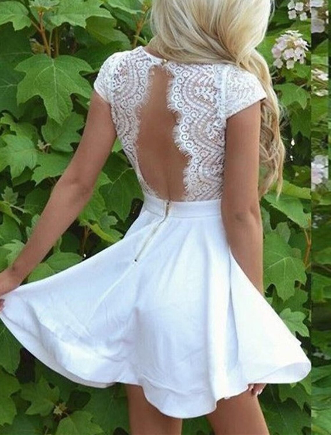 Wholesale A-Line Homecoming Dresses Little White Dresses Dress Holiday Graduation Short / Mini Short Sleeve V Neck Satin with Appliques